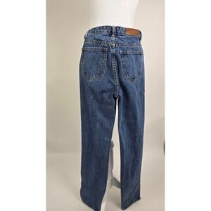Nasty Gal High Waisted Straight Leg Jeans Medium Wash Side Slit Hem